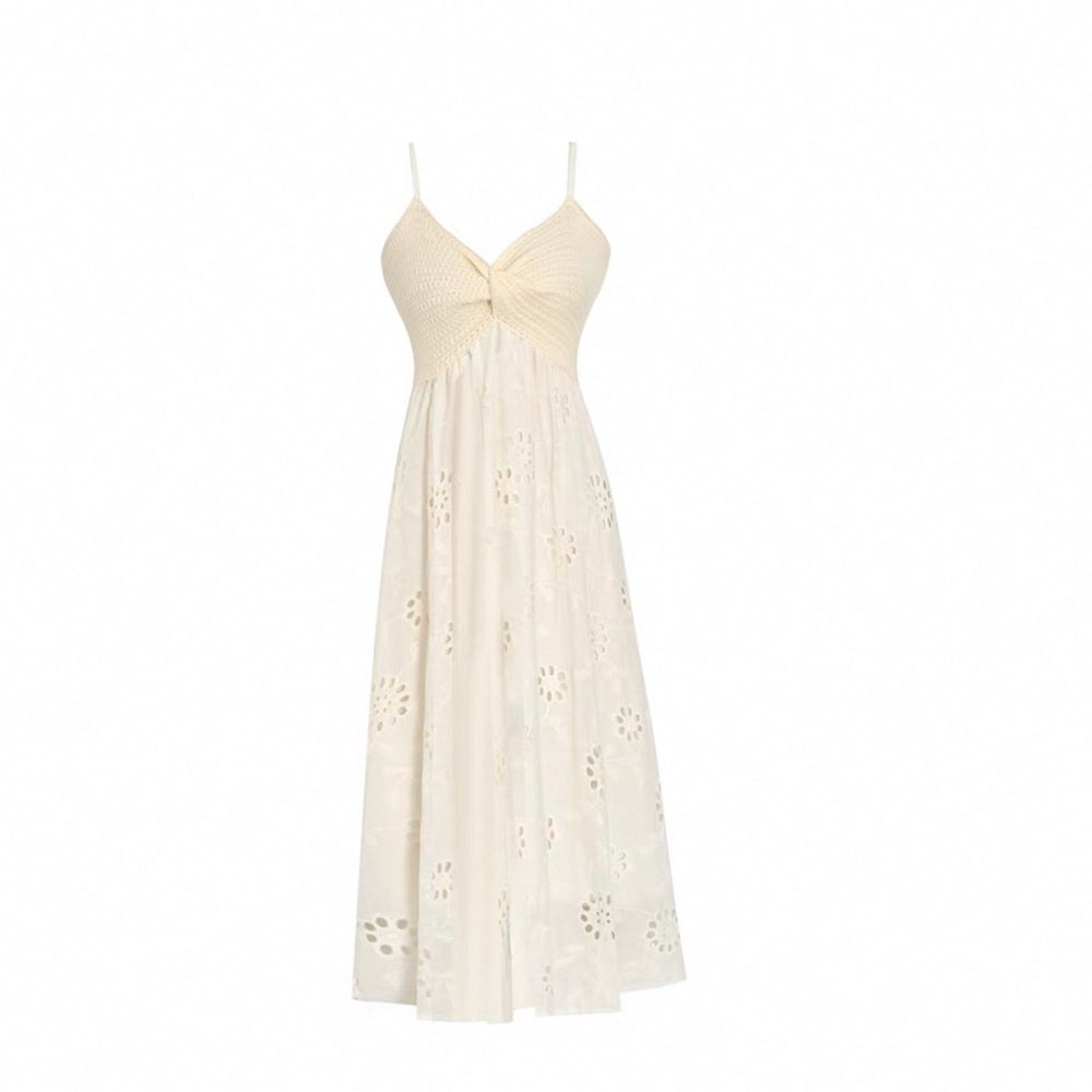 Cream Eyelet Maxi Dress